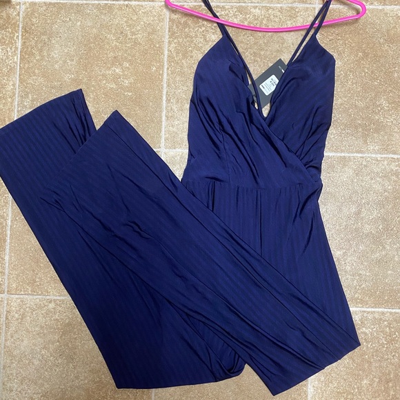 Navy stripped jumpsuit - Picture 2 of 3